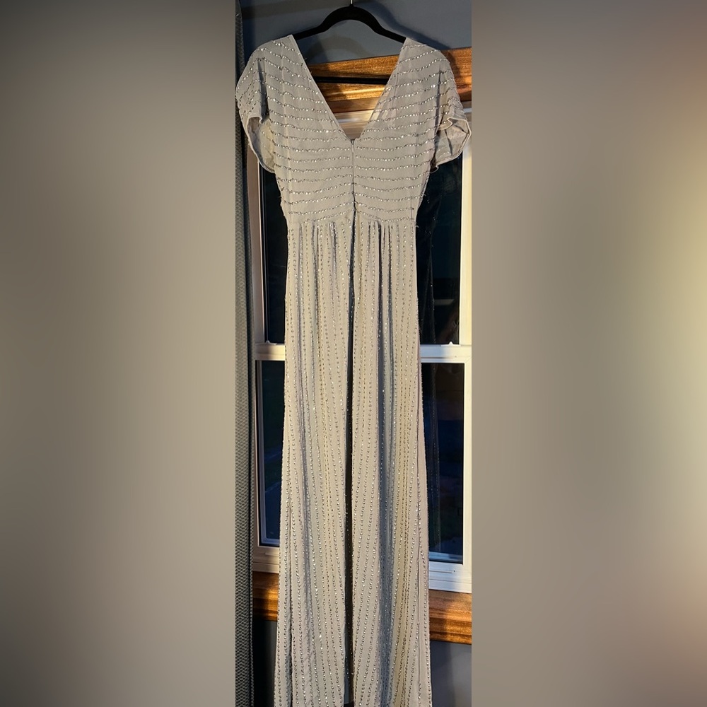 Grey/Silver Formal Long Sequin Dress